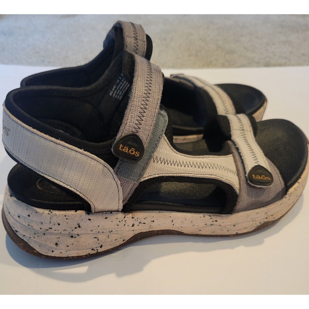 Taos Women's Super side dove Gray/Black Leather nylon sport sandals US 9
